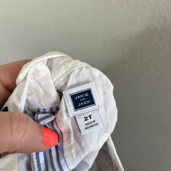 Janie & Jack Baby Girl Striped Sleeveless Top With Embroidered Collar  2T - Picture 9 of 9